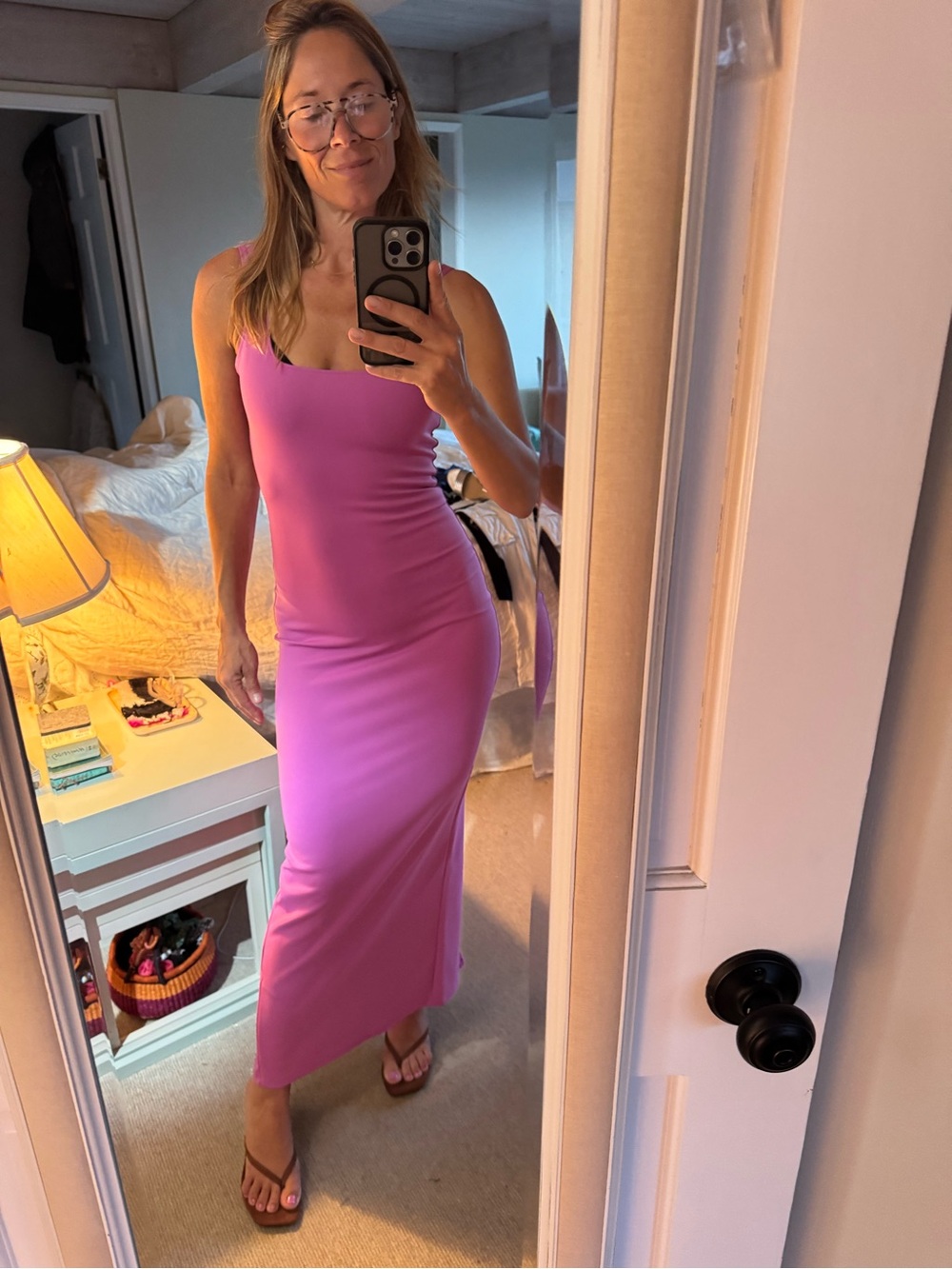Good American Pink Slim-Fit Square-Neck Maxi Dress NWOT